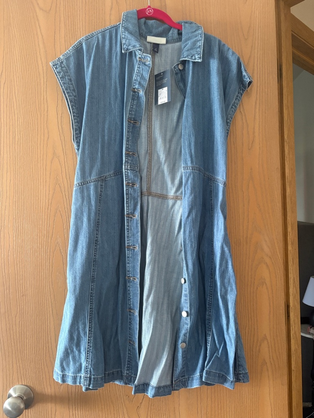Universal Thread Denim Sleeveless Button-Front Dress in Blue